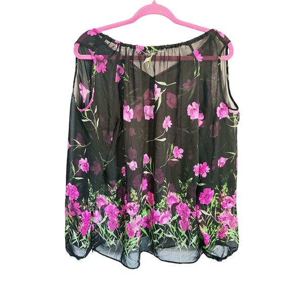 Dennis Basso Floral Cold Shoulder Blouse M Fairycore Whimsigoth Dark Romantic - Picture 8 of 8